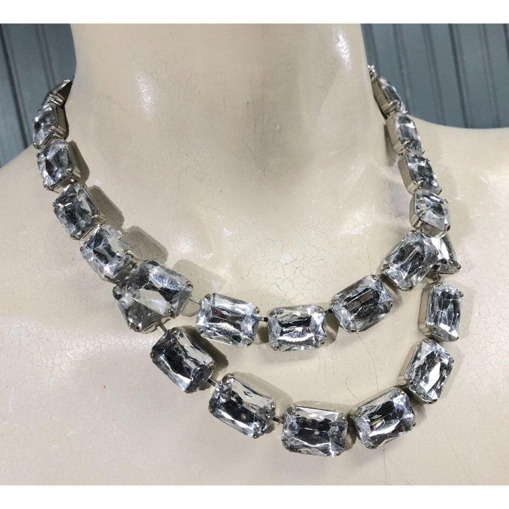 Glass / Crystal Made West Germany Heavy Locking C Clasp Womens Glamour Necklace